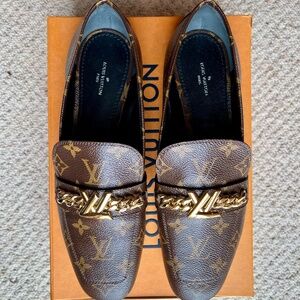 LOUIS VUITTON Monogram Canvas Upper Case Loafer Flats Size 41/10.5